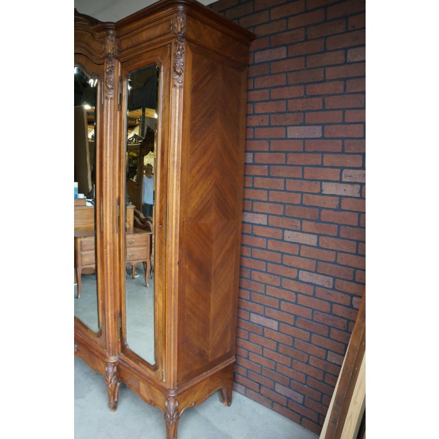 Antique French Louis XV Rococo Triple Armoire For Sale - Image 4 of 12