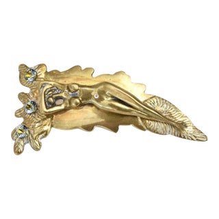 Vintage Signed Italian Sculptural Bronze and Boris Aurelius Glass Stones Belt Buckle Studio Piece For Sale