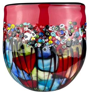 Large Vintage Murano Glass Vase Murrine, Italy, 1980s