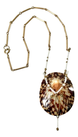Pearls Over Shell Gold Plated Chain Necklace