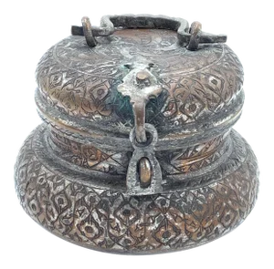 Antique Collectible Islamic Art Hand Made Tinned Copper Lidded Bowl From the Median Empire in Persia