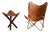 Set of Hand-Crafted Leather Butterfly Chair and Ottoman with Traditional Elephant Embossing For Sale