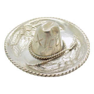 Vintage Mexican Handmade Genuine Sterling Silver Sombrero Hat Figurine, 1970s For Sale