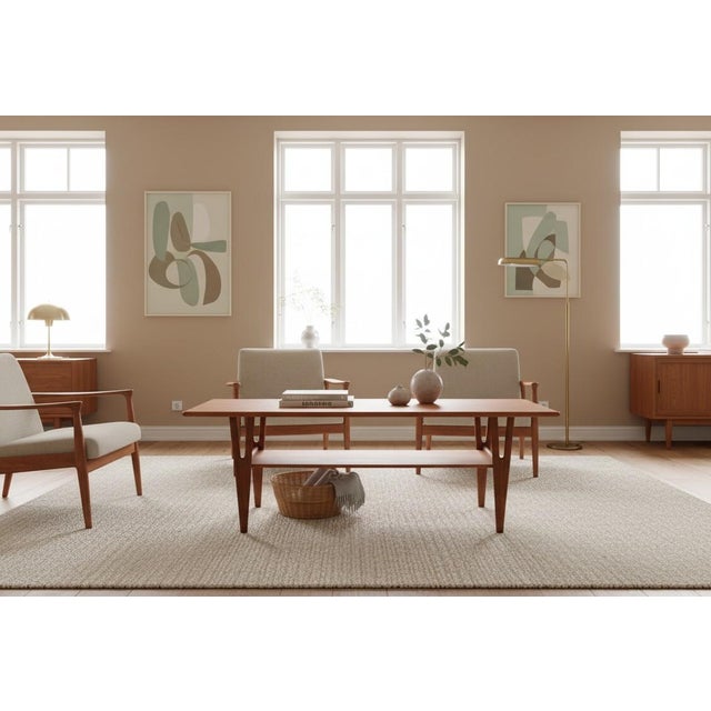 Danish Teak Coffee Table with Y-Shaped Legs and Magazine Shelf, 1960s For Sale - Image 6 of 13