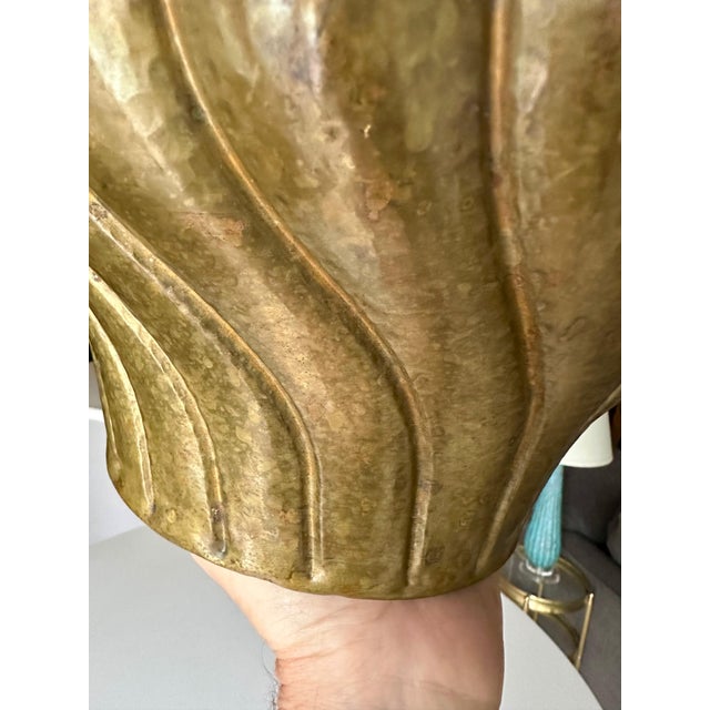 Italian Hammered Brass Scalloped Jardinière Planter For Sale - Image 11 of 15