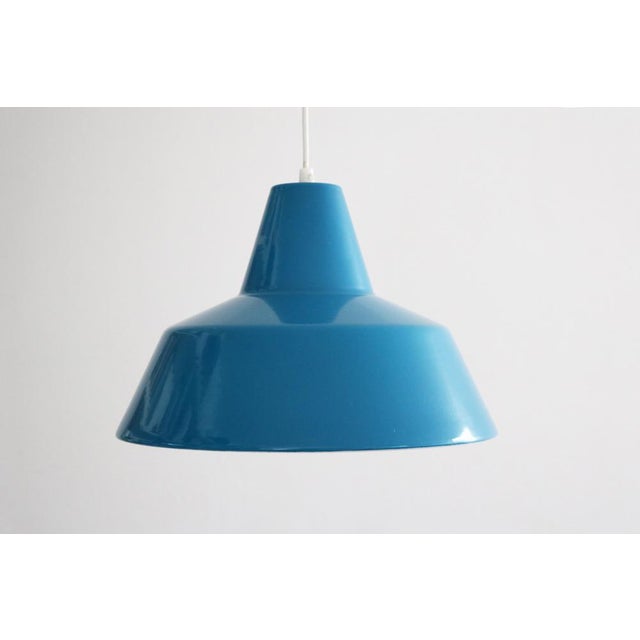 1960s Petrol Blue Enamel Workshop Pendant Lamp by Louis Poulsen, Denmark, 1960s For Sale - Image 5 of 7