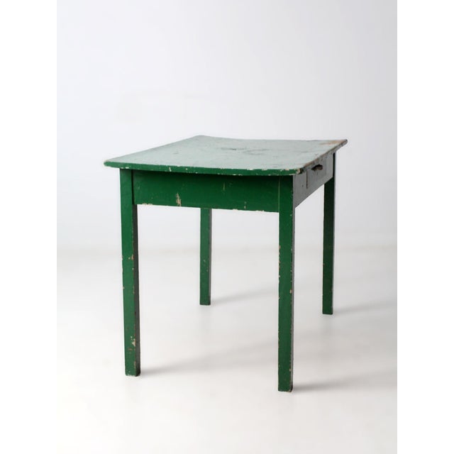 Antique Primitive Green Farmhouse Table For Sale - Image 15 of 18