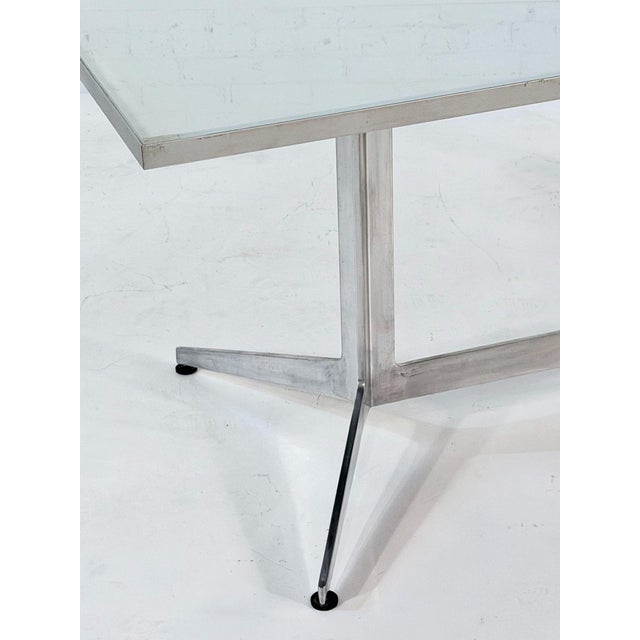 Ward Bennett Frosted Glass and Aluminum Dining Table/Desk, 1960 For Sale - Image 4 of 8