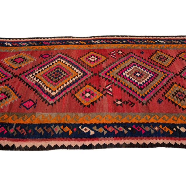 1960s 1960s Vintage Turkish Kilim Multicolor Handmade Tribal Wool Runner For Sale - Image 5 of 10