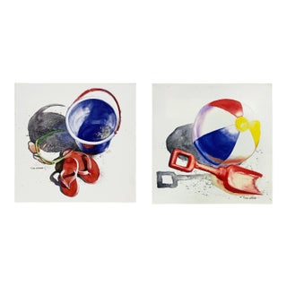Nancy Ricker Watercolor Prints on Canvas - a Pair For Sale