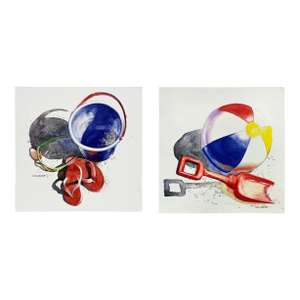 Nancy Ricker Watercolor Prints on Canvas - a Pair