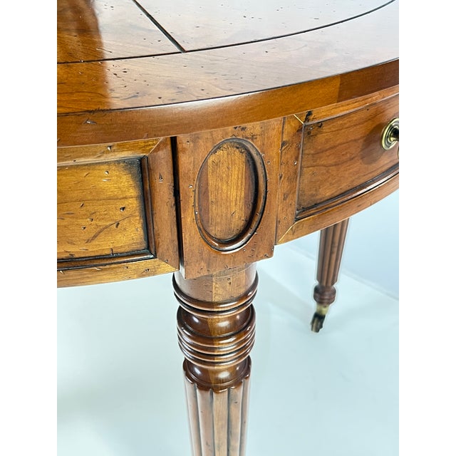 Late 20th Century Pair of Henredon Registry Collection Solid Cherry Regency Drum Tables For Sale - Image 9 of 18