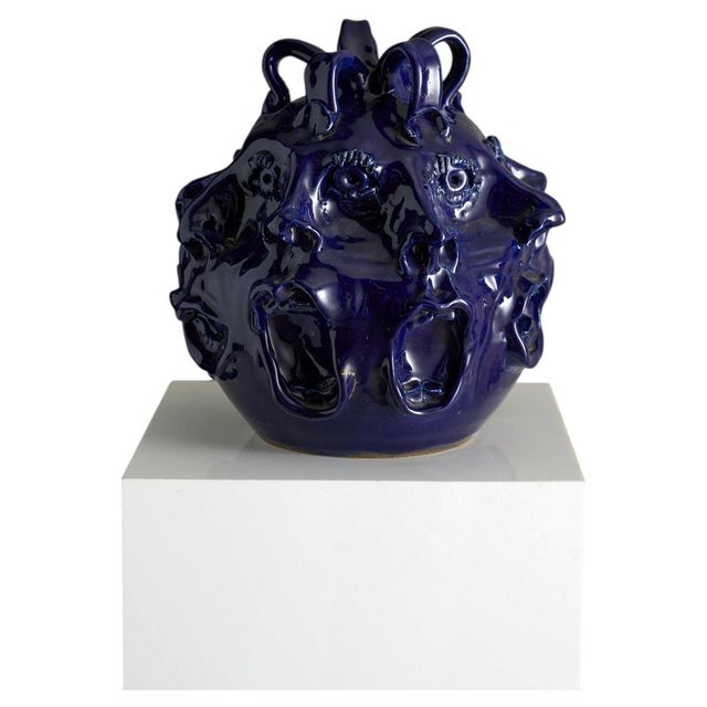 Hand-Crafted Organic Modern Ceramic Vessel with Faces by John Rezner, 2010 For Sale - Image 9 of 9