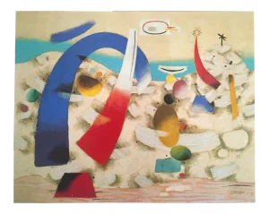 Willi Baumeister Vintage 1998 Abstract Modernist Lithograph Calendar Print " Metaphysical Landscape, Beach " 1949