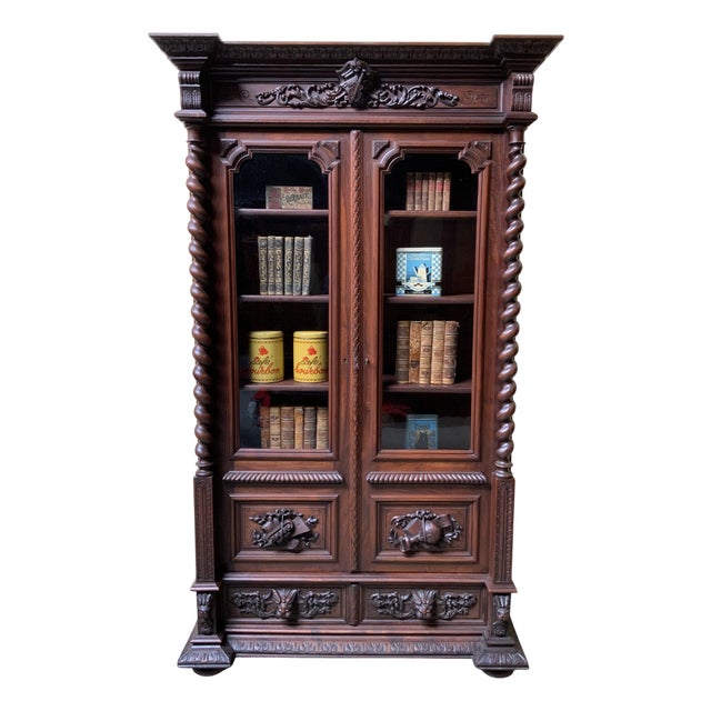 Bookcase in Walnut, 1880s For Sale