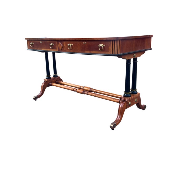 Late 20th Century Regency Style Inlaid Writing Desk For Sale - Image 10 of 17