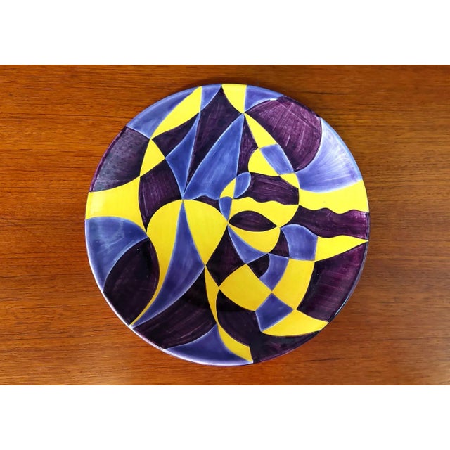 Blue Futurist Dish by Mario Guido Dalmonte for Ceramica Gatti Faenza, Italy, 1980s For Sale - Image 8 of 8