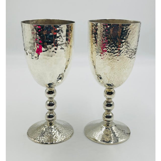 1980s Emilia Castillo Silver Plated “Musical” Goblets & Champagne Flute, Taxco Mexico For Sale - Image 9 of 18