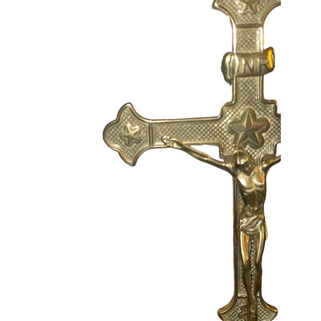 Late 20th Century Goldscheider of Vienna Crucifix on Stand, Gilt Brass, Italy, Late 20th Century For Sale - Image 5 of 9