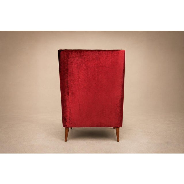 Giuseppe Scapinelli Armchair in Hardwood & Ruby Cotton Velvet, Brazil, 1956 For Sale - Image 4 of 18
