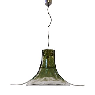 Flower-Shaped Green Murano Glass Hanging Lamp, 1960s For Sale