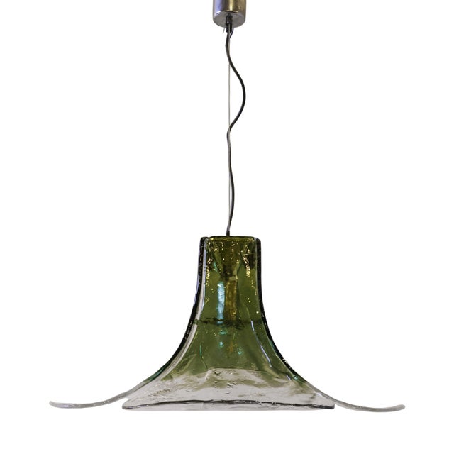 Flower-Shaped Green Murano Glass Hanging Lamp, 1960s For Sale