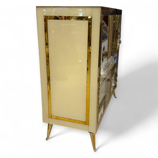 White and Gold Murano Glass Chest of Drawers, 1950s For Sale - Image 3 of 12