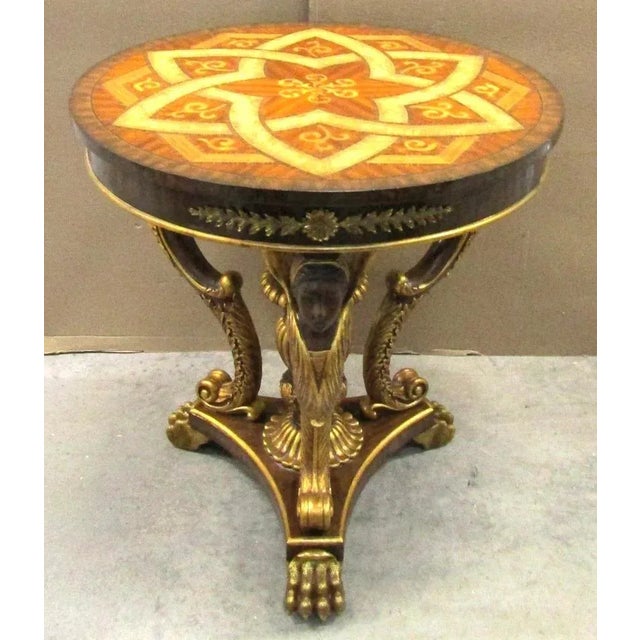 Traditional Maitland-Smith Egyptian Revival Dining Table With Winged Creatures Claw Feet 1980s For Sale - Image 3 of 18