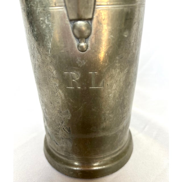 Antique 1800s Handcrafted Pewter Tankard For Sale - Image 4 of 8