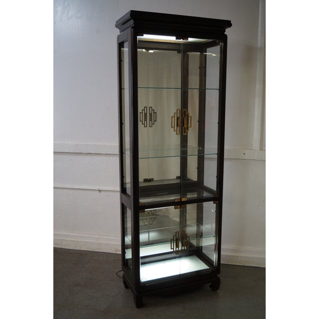Asian Modern Glass Curio Display A Pair Chairish
