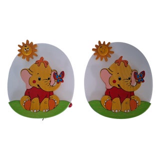 Vintage Italian Children's Room Wall Lamps by Aracne, 1990s, Set of 2 For Sale