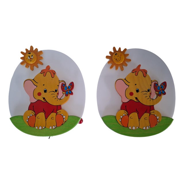 Vintage Italian Children's Room Wall Lamps by Aracne, 1990s, Set of 2 For Sale