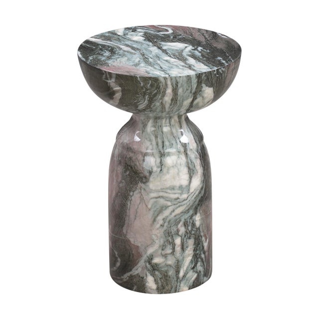 Sculpture Materials Rue Grey & Blush Marble Side Table For Sale - Image 7 of 7