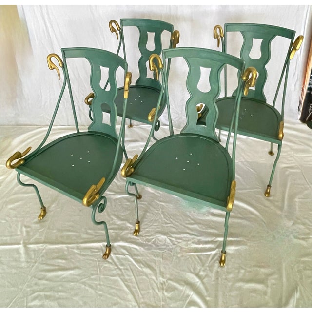 Metal Maison Jansen Gondole Chairs & Table Set, Early 20Th. C For Sale - Image 7 of 18