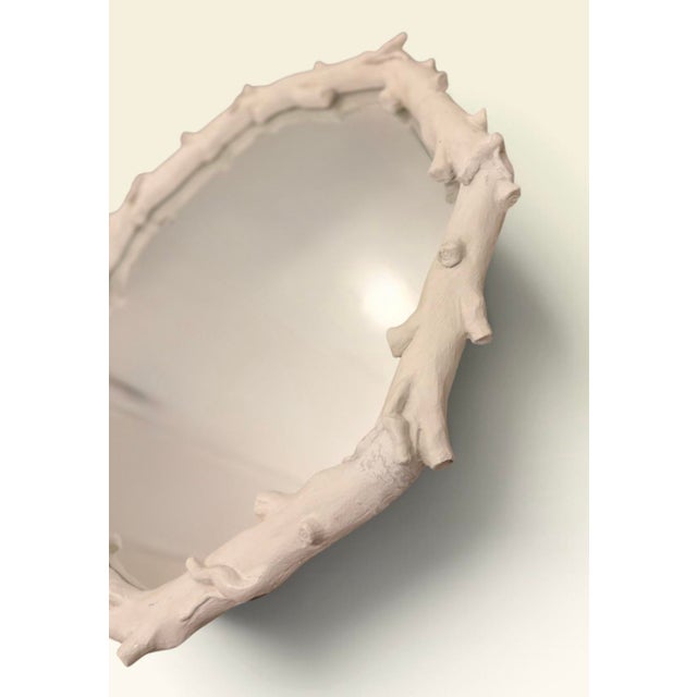 2010s Sculptural White Faux Bois Twig & Branch Wall Mirror, 28” For Sale - Image 5 of 7