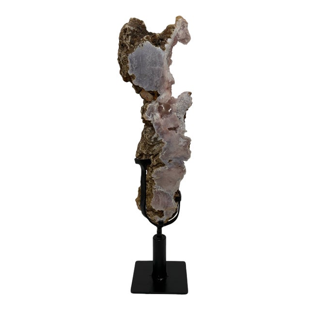 Pink Amethyst Crystal Slab on Stand For Sale
