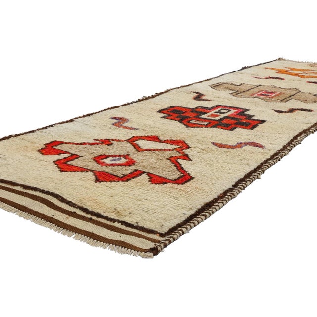 53902 Vintage Tribal Kurdish Rug Runner, 02'11 x 10'06. Crafted with meticulous care by Kurdish Herki tribes in eastern...