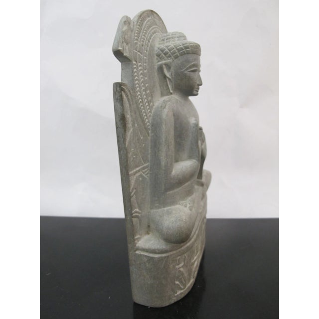 Seated Dharmachakra Mudra Buddha Carved Stone Sarnah Style Meditation Sculpture For Sale In Portland, OR - Image 6 of 7