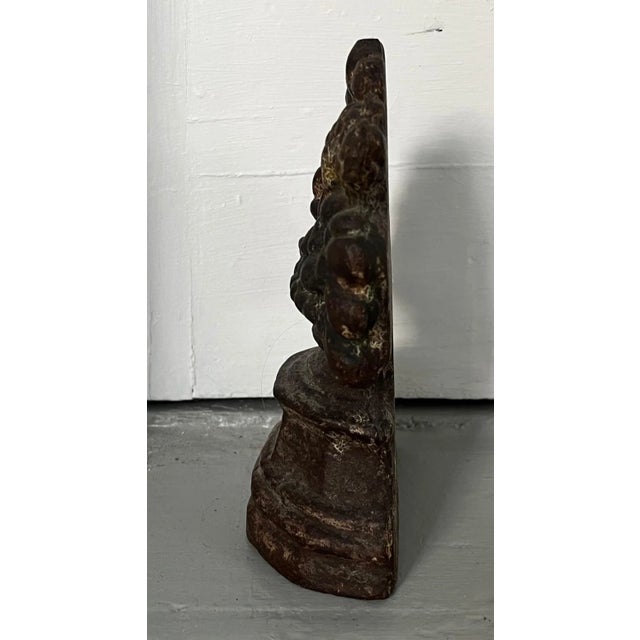Antique 19th Century American Classical Solid Cast Iron Urn or Basket of Flowers Door Stop For Sale - Image 4 of 8