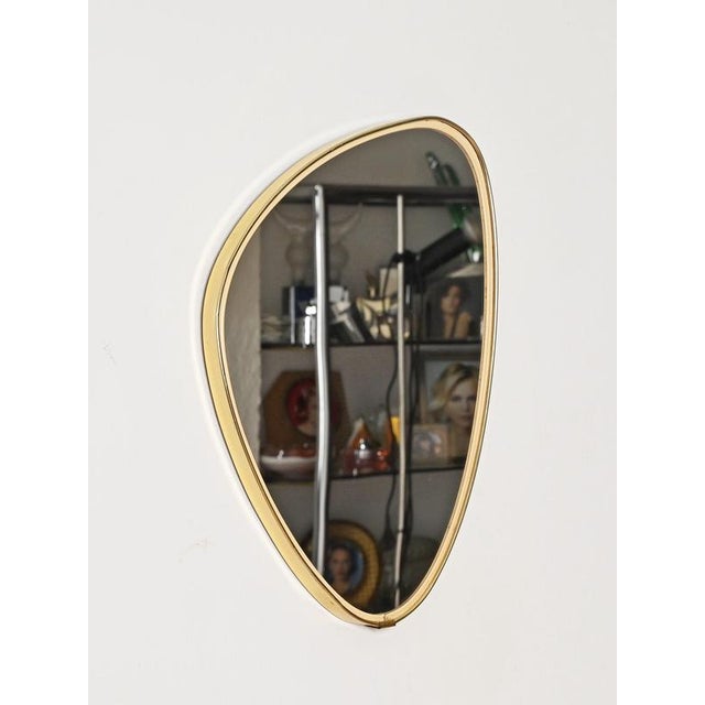 Mid-Century Italian Asymmetric Brass Wall Mirror, 1950s For Sale - Image 4 of 12