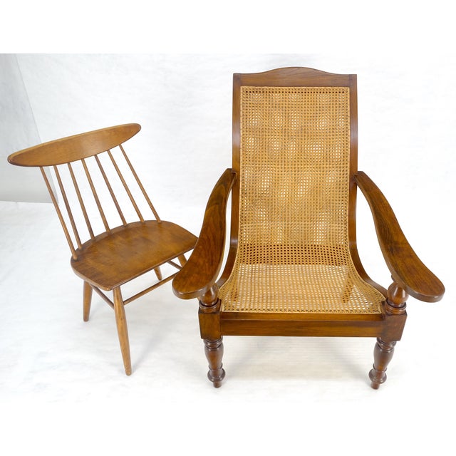 DUX Solid Turned Teak Mid Century Modern Cane Back Lounge Chair MINT For Sale - Image 4 of 18