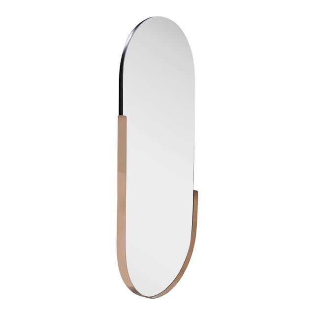 Dante Stainless Steel Rose Gold Capsule Mirror For Sale