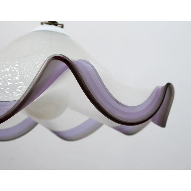 Mid-Century Italian Modern Murano Silver Leaf Glass Pendant Lamp, 1970s For Sale - Image 9 of 11