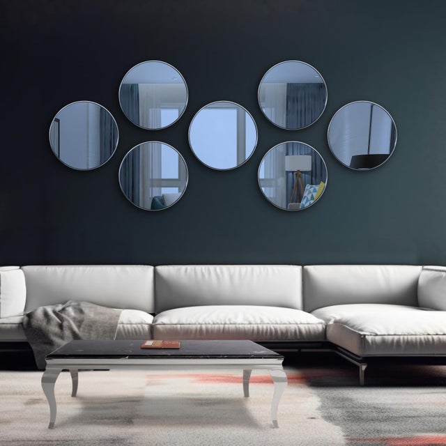 Broidy Round Mirror- Sapphire Blue For Sale - Image 9 of 9