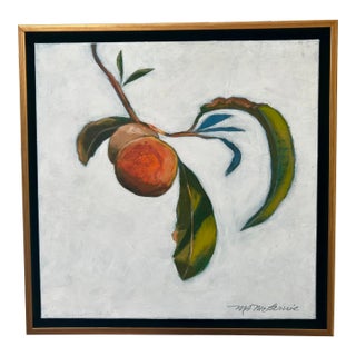 “Is That All" Contemporary Impressionist Still Life (Includes Frame) of Peach Branch by Mill Valley Artist Mary Anne McKernie For Sale