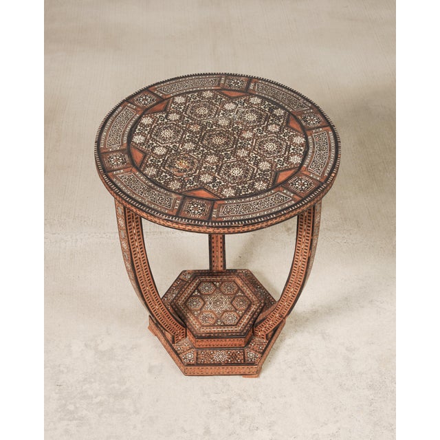 Pair of Moorish Geometric Mother-of-Pearl Inlaid Drink Tables For Sale - Image 10 of 18