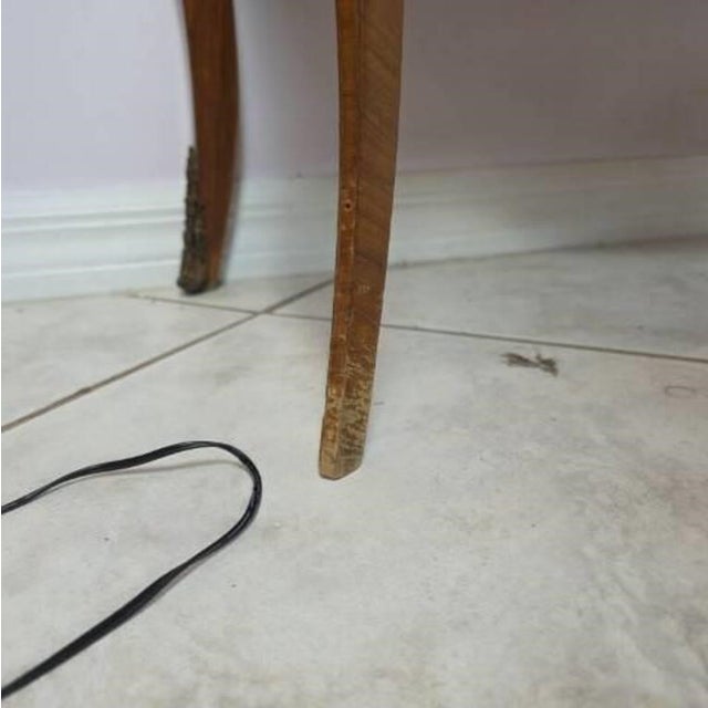 Wood Vintage Louis XVI Style Wood Inlay Marquetry Cabinet, Commode, or End Table, Marble Top, Brass Fixtures and Trim For Sale - Image 7 of 12