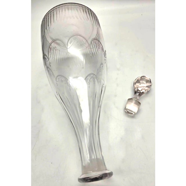 Antique Etched Crystal Decanter With Stopper For Sale - Image 12 of 12