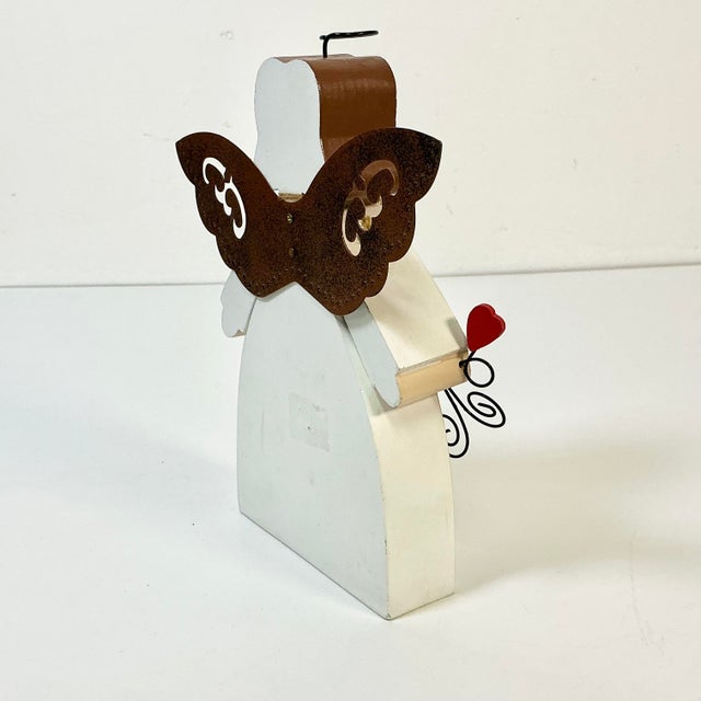 Off-white 1990s Vintage Boho Chic Arts & Crafts Valentine Angel - Friends Together. For Sale - Image 8 of 10