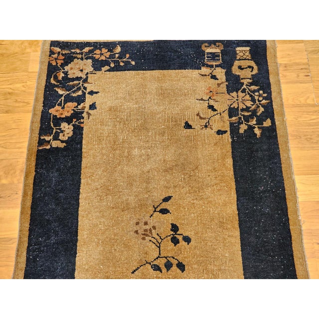 Vintage Art Deco Chinese Area Rug, Handwoven Wool, Floral Medallion, 3' x 6' For Sale - Image 12 of 17